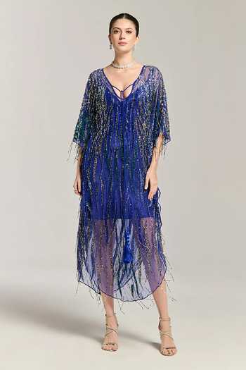 Bling Empire Bead Embellished Kaftan Dress 