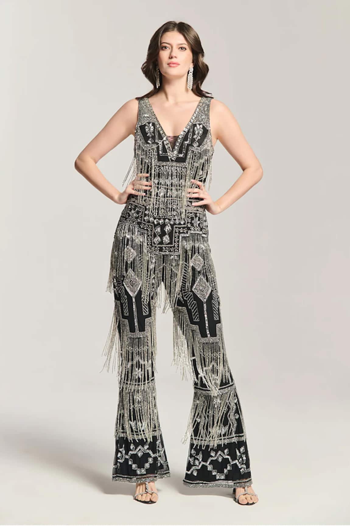 Bling Empire Luxe Noir Embellished Jumpsuit