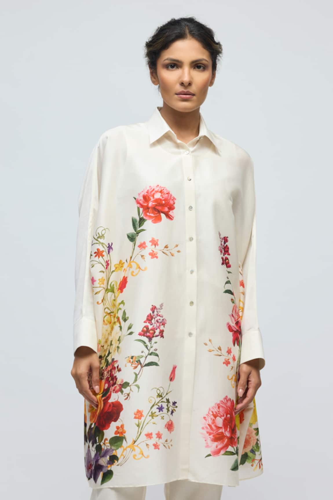 Balance By Rohit Bal Floral Print Chanderi Tunic 
