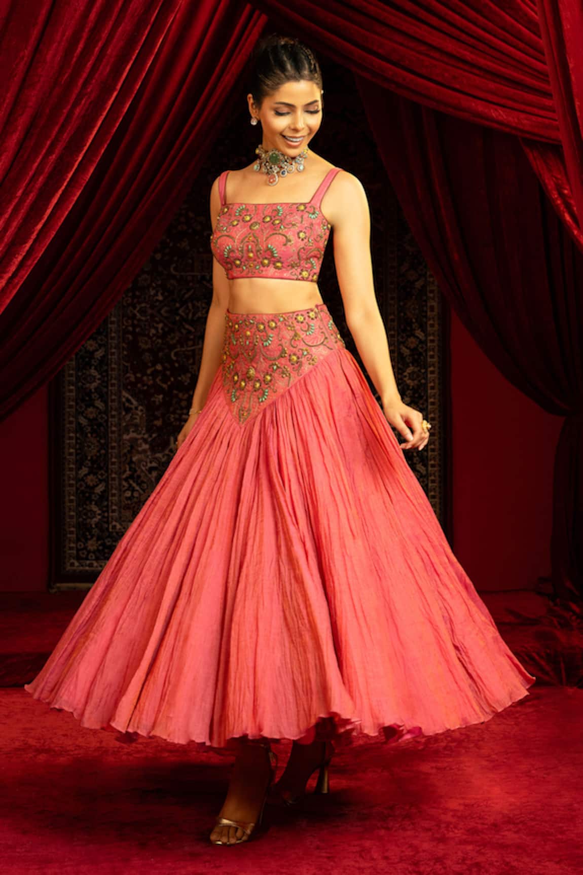 Sonia Baderia Hand Embroidered Bustier & Skirt Set