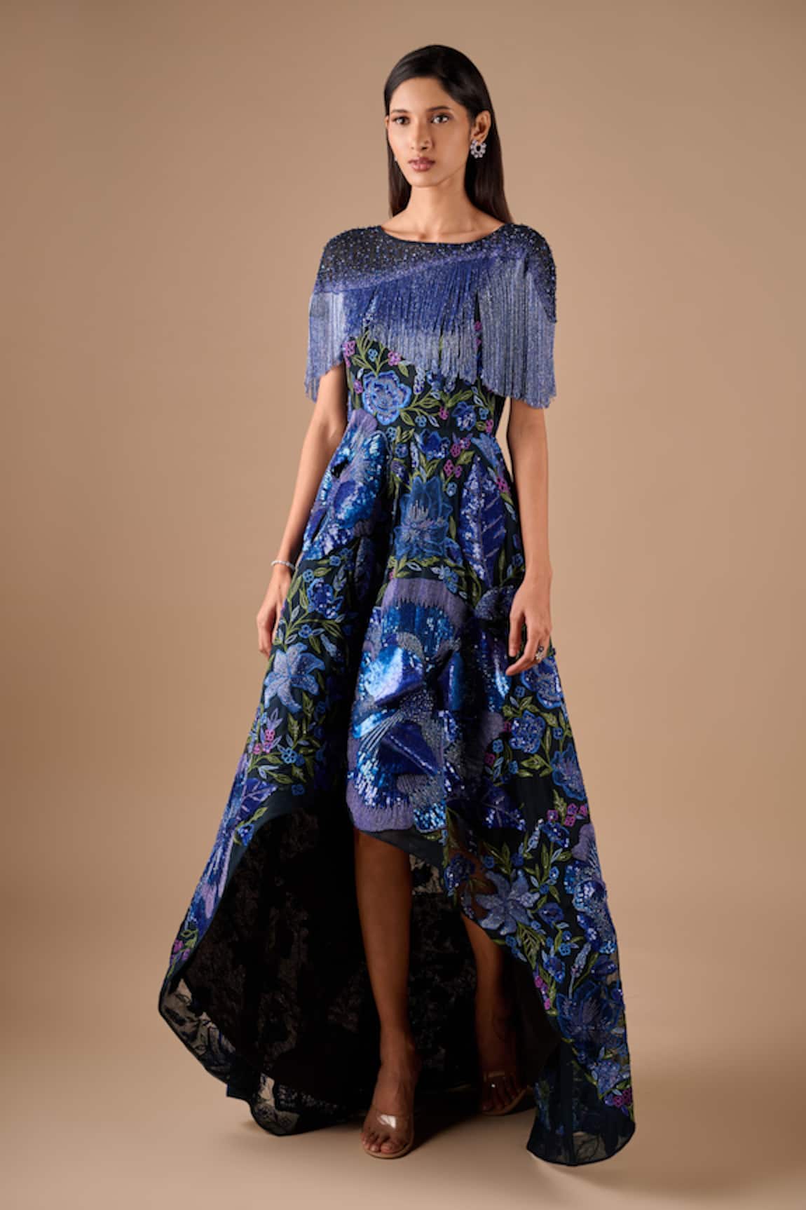 Shriya Som 3D Floral High Low Gown 