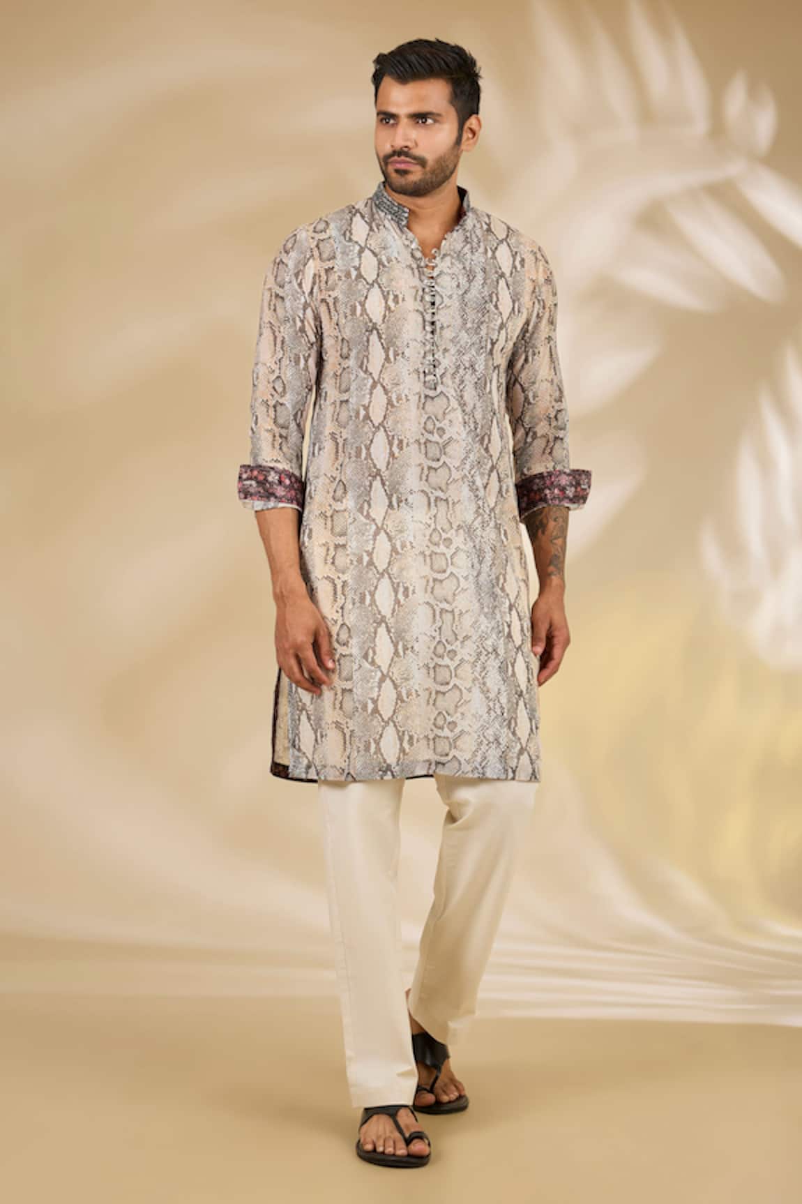 Rabani & Rakha Snake Print Kurta & Pant Set