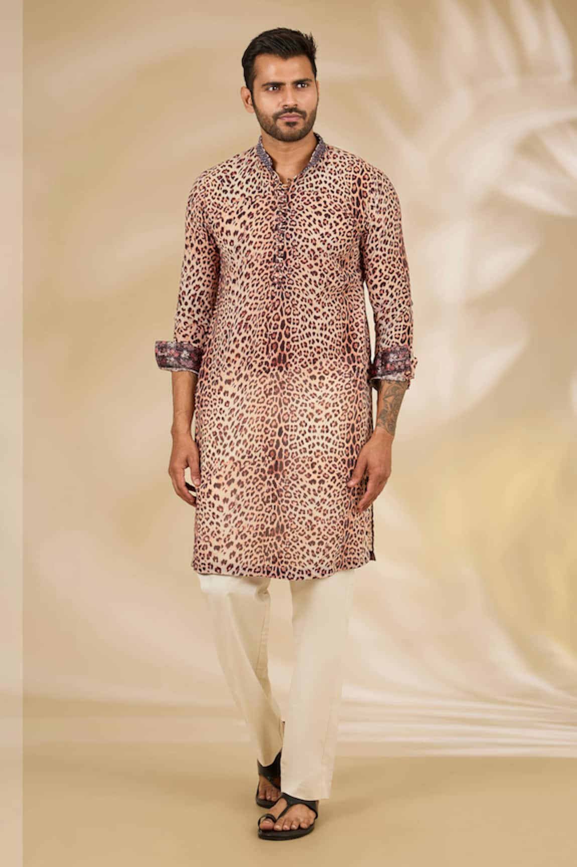 Rabani & Rakha Leopard Print Kurta & Pant Set