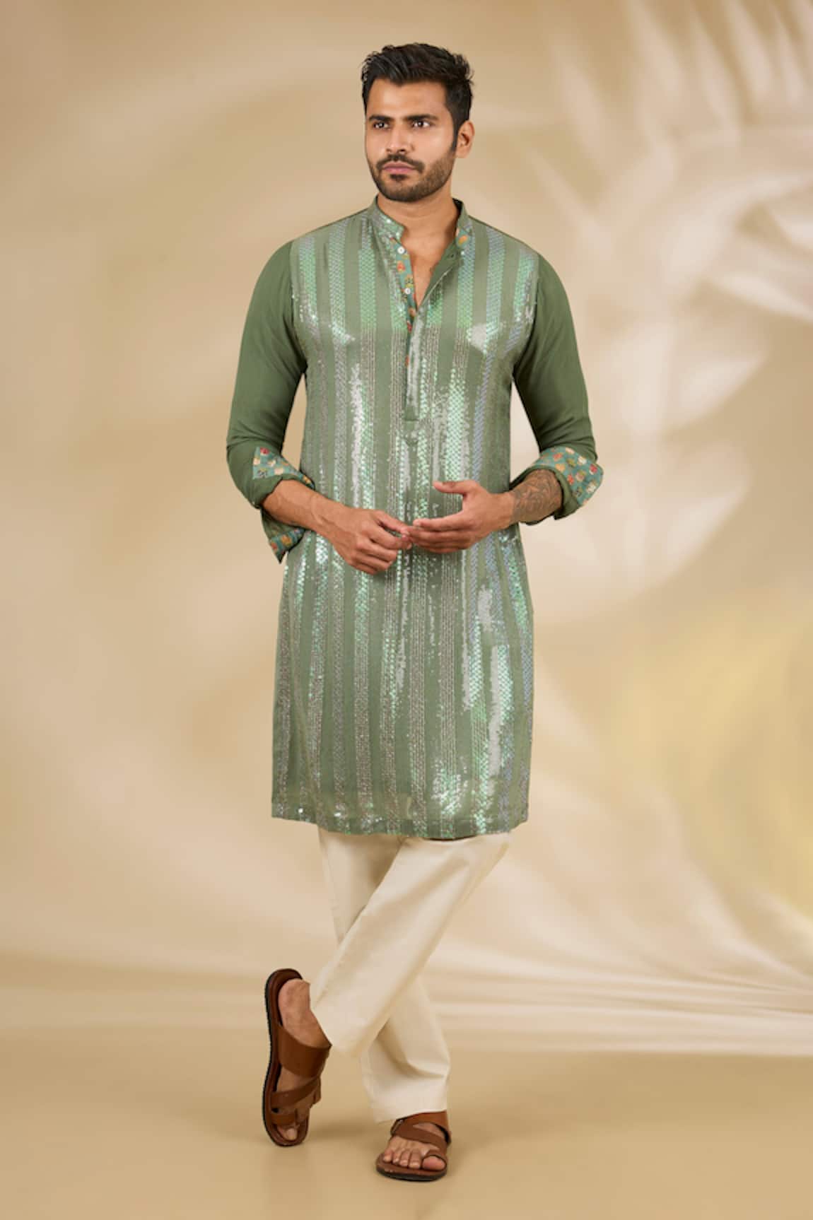 Rabani & Rakha Sequin Embroidered Kurta & Pant Set