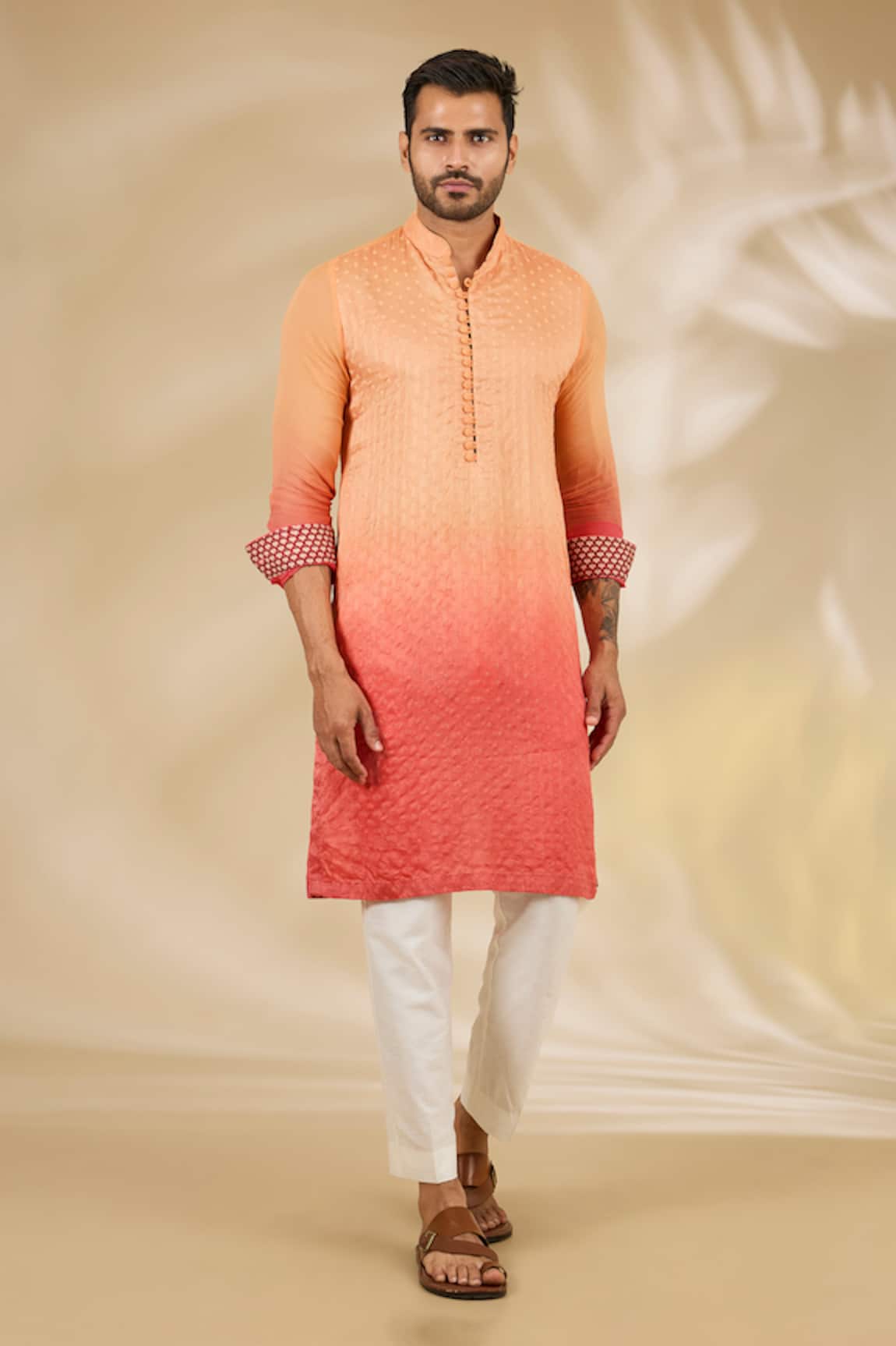 Rabani & Rakha Ombre Thread Booti Kurta & Cotton Silk Pant