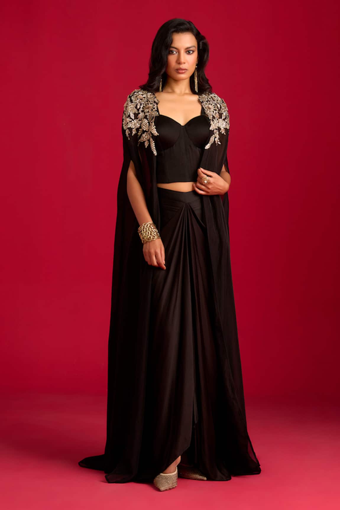 Megha Pitti Embroidered Cape Skirt Set 