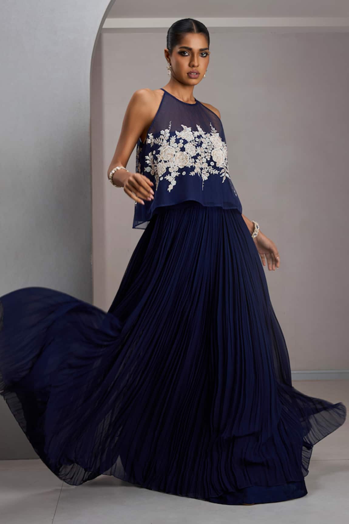 Maisolos Embroidered Crop Top With Skirt