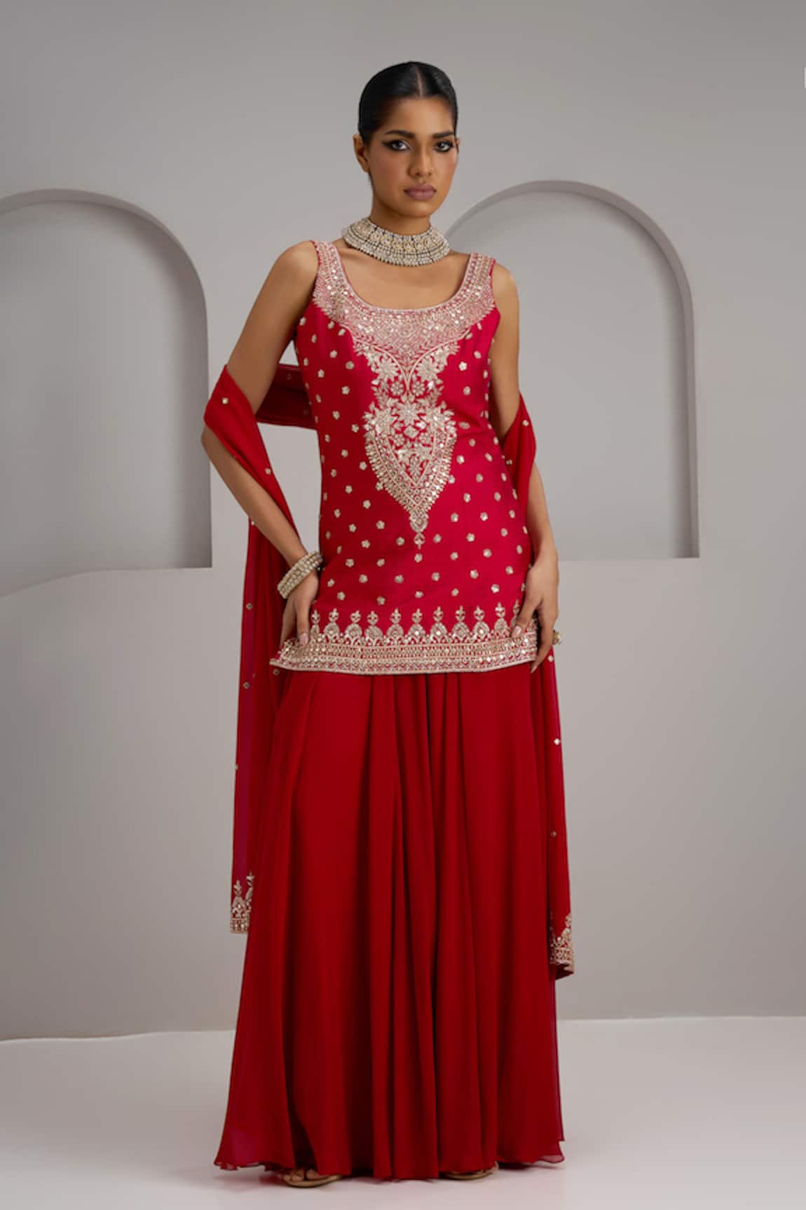 Maisolos Hand Embroidered Kurta Sharara Set 