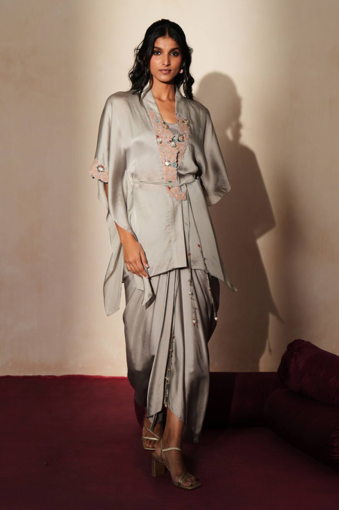 ISHA GUPTA TAYAL Aiyana Embroidered Top Draped Skirt Set