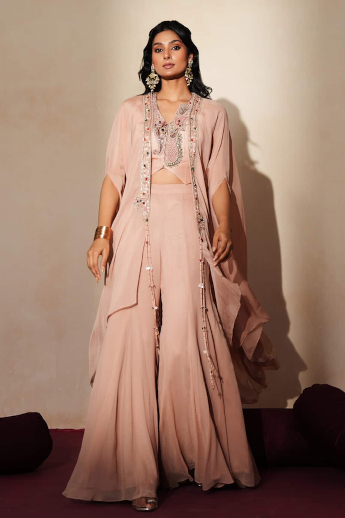 ISHA GUPTA TAYAL Rajlata Embroidered Cape Sharara Set