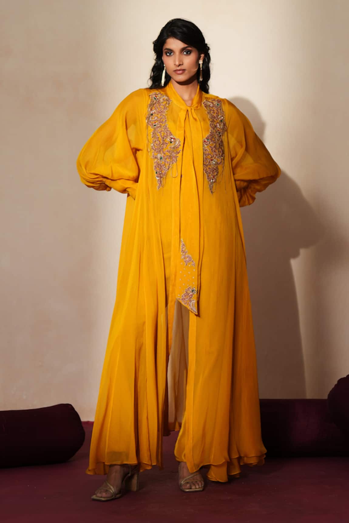 ISHA GUPTA TAYAL Roshni Embroidered Cape Pant Set