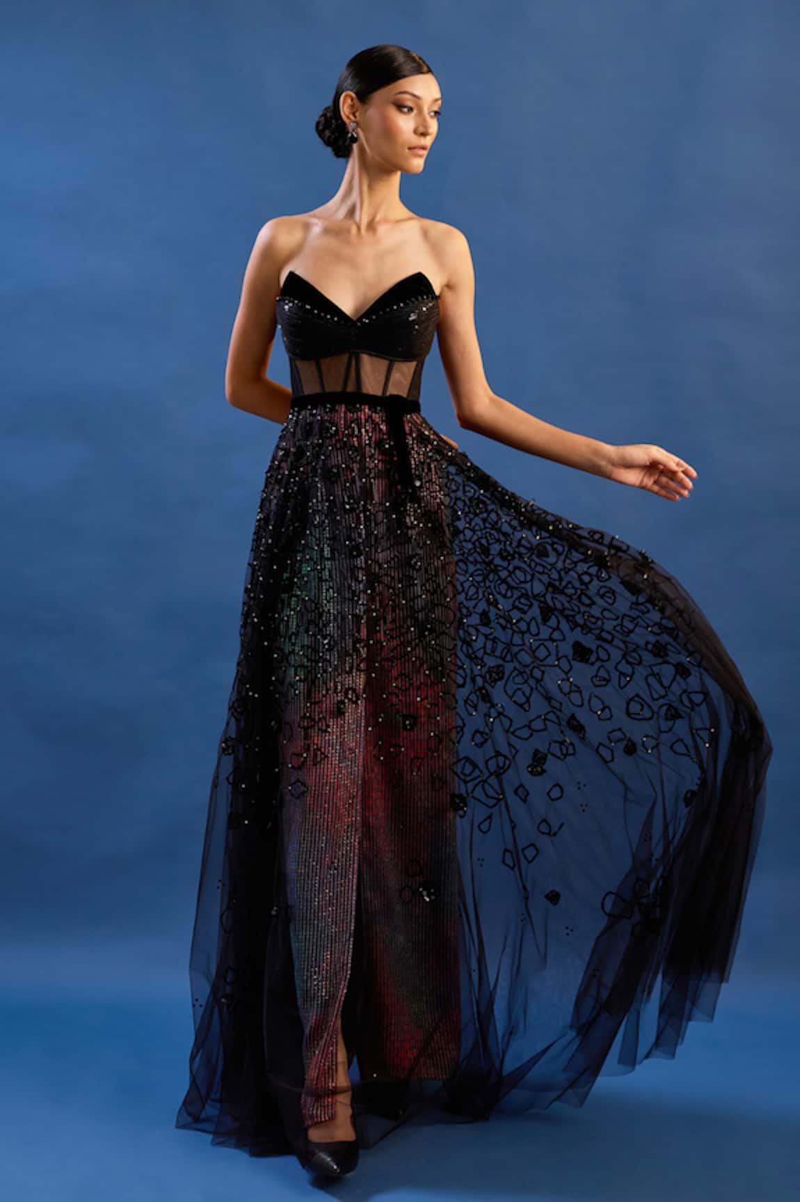 Cedar & Pine Disco Embroidered Corset Gown 