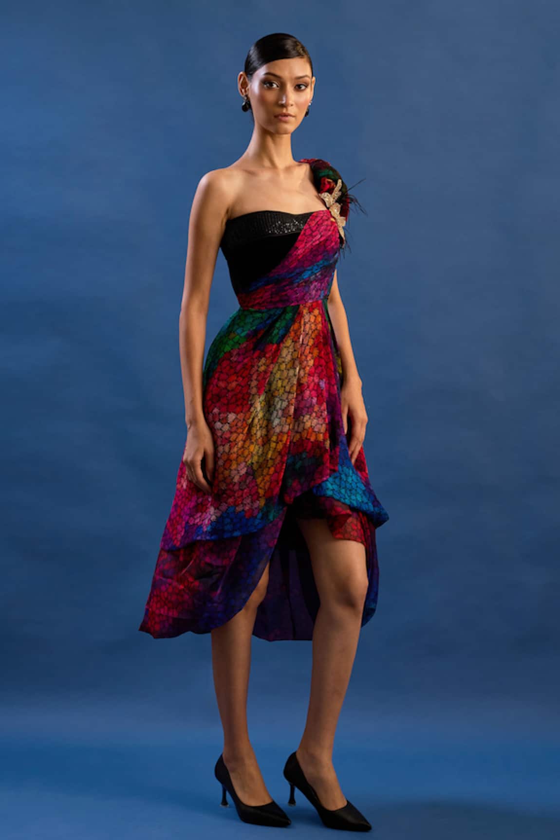 Cedar & Pine Carnie One Shoulder Embroidered Gown 