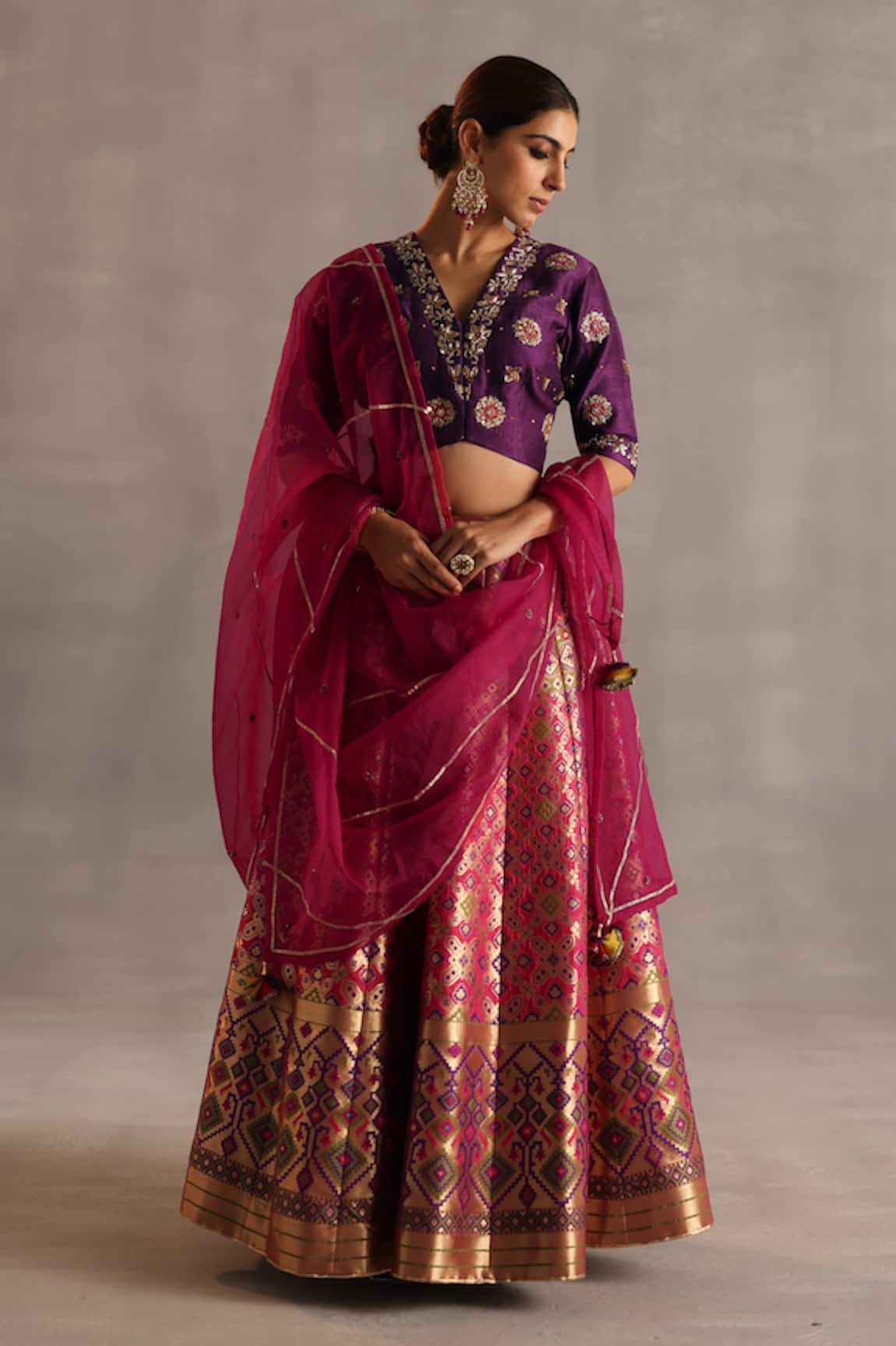 Begum Saras Floral Woven Lehenga Set
