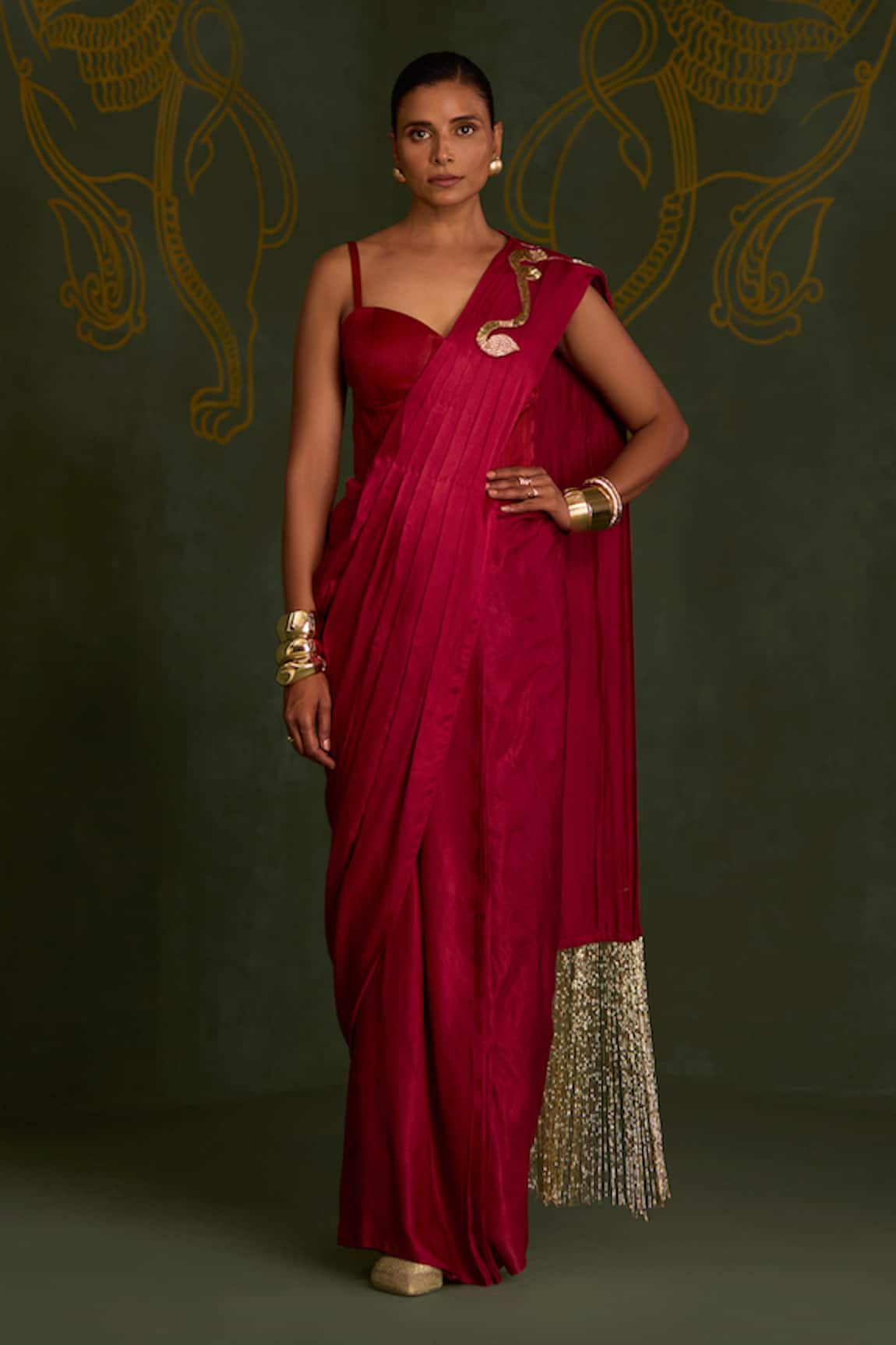 Sitaraa Vajraya Pre-Draped Saree & Corset Blouse Set 