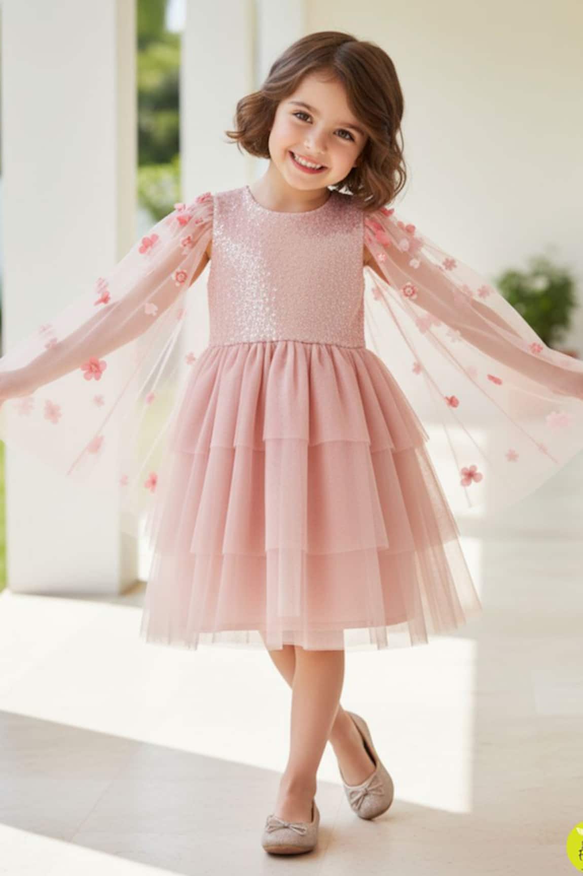 A Little Fable Sequined Bodice Tiered Dress