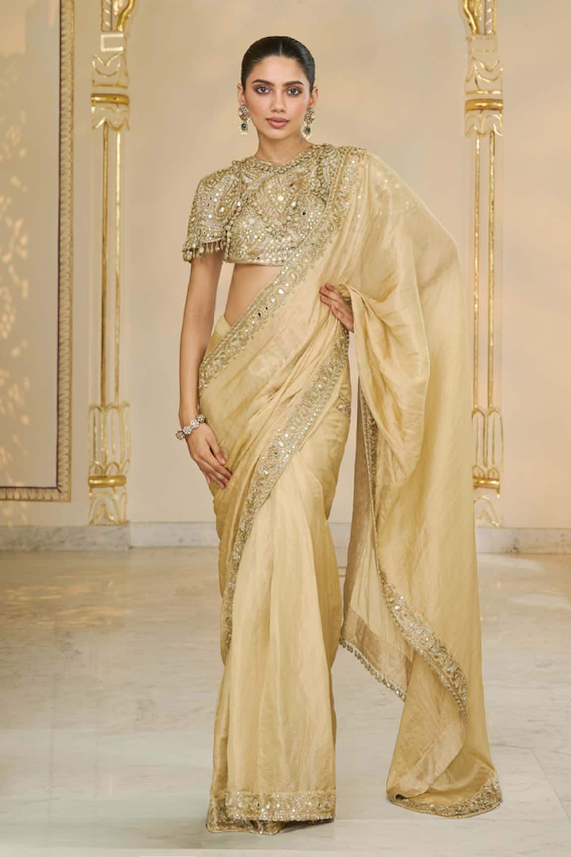 Arpita Mehta Tissue Saree & Hand Embroidered Blouse