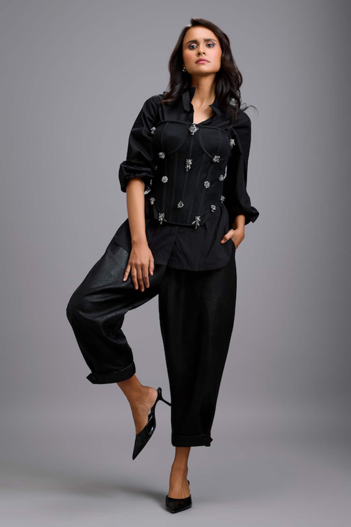 Deepika Arora Tapered Vegan Leather Pant