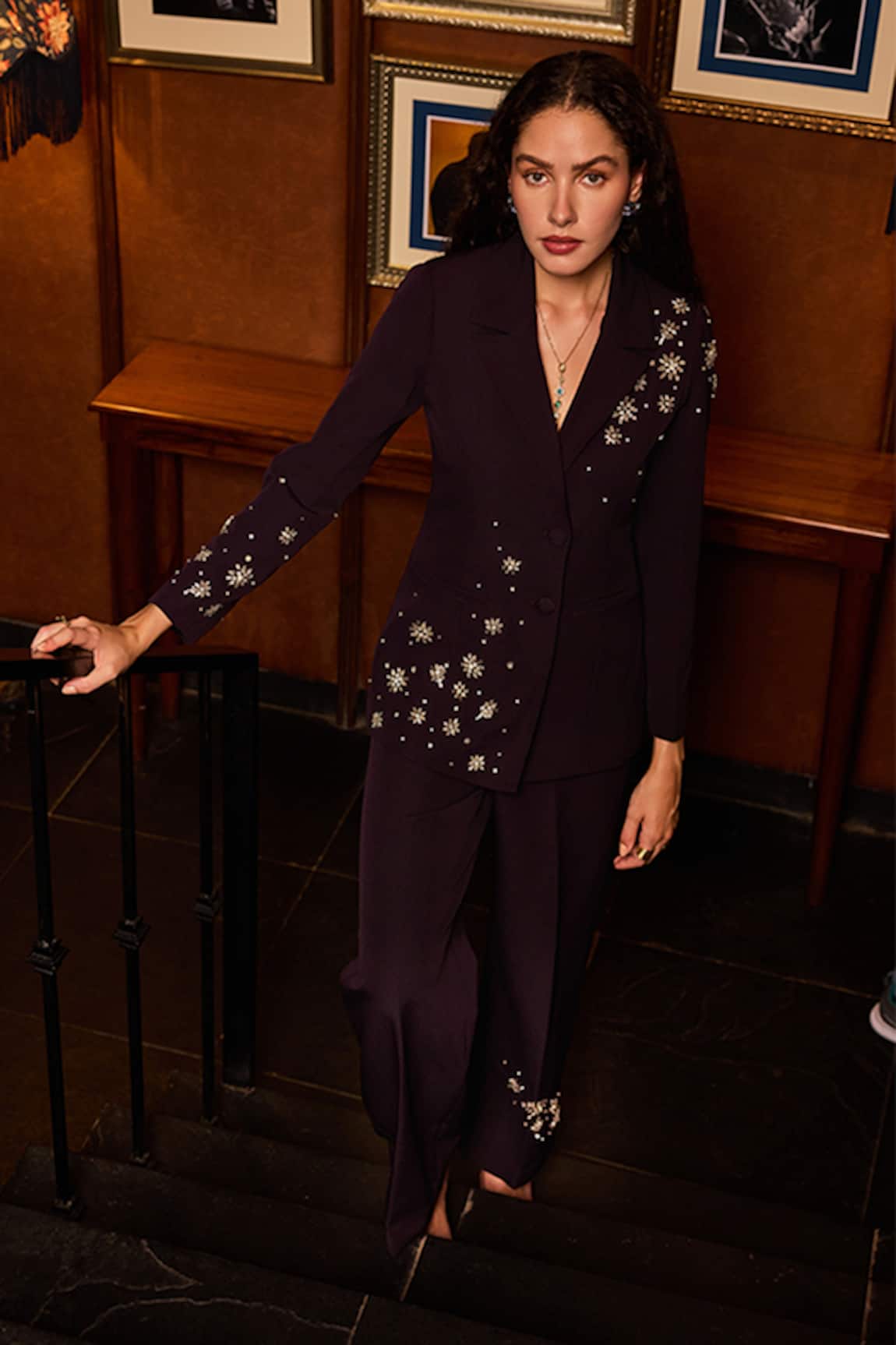 Label Deepika Nagpal Chelsea Crystal Embellished Blazer & Pant Set 