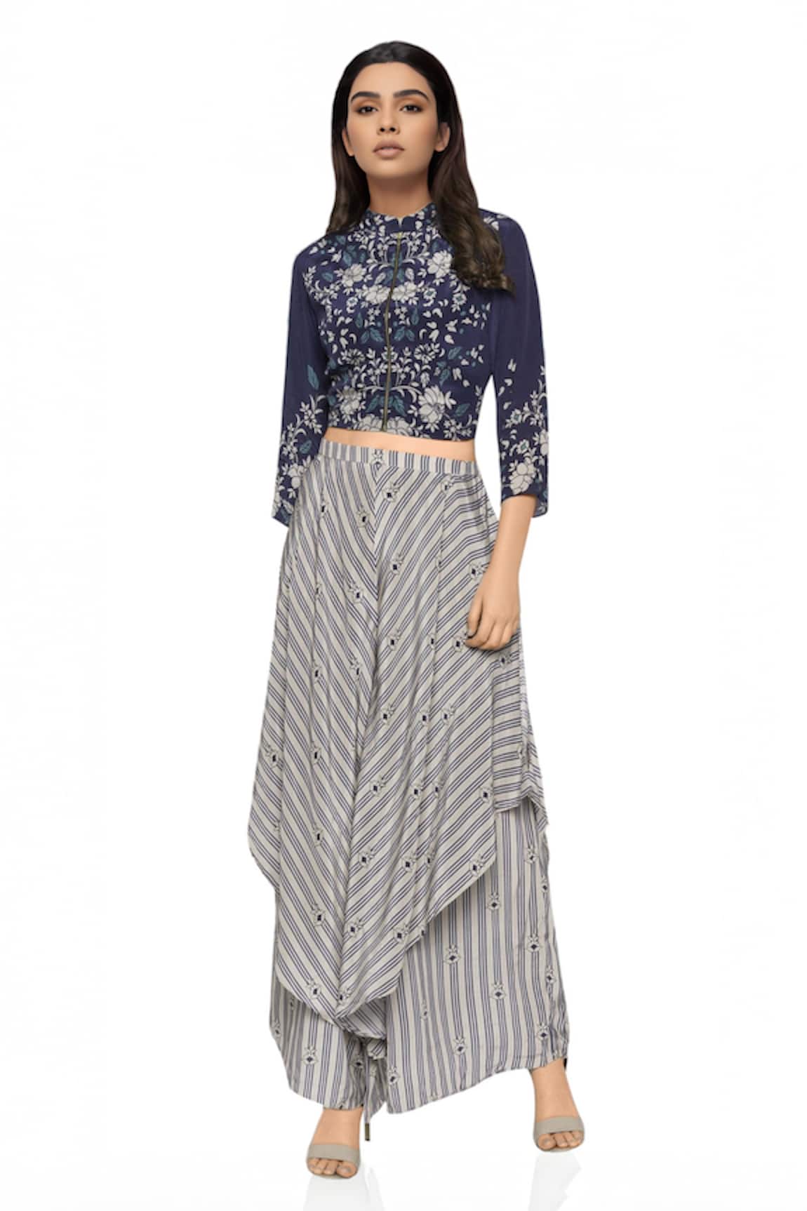 Soup By Sougat Paul Printed Jacket & Draped Pant Set