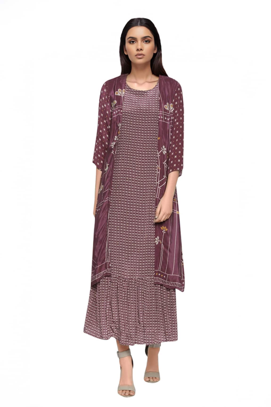 Soup By Sougat Paul Printed Maxi Dress With Jacket