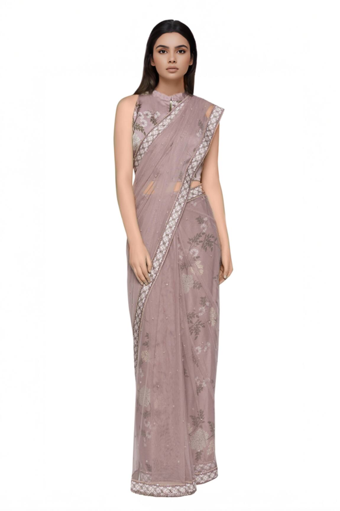 Soup By Sougat Paul Embroidered Pre-Draped Saree with Blouse