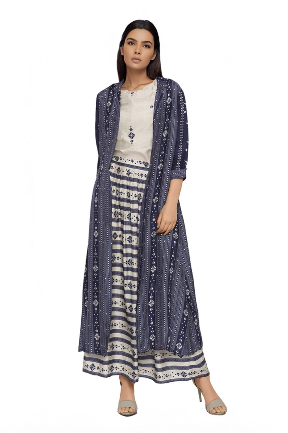 Soup By Sougat Paul Printed Jacket Skirt Set