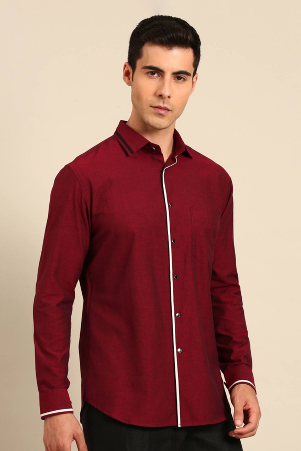 Mayank Modi - Men Contrast Piping Shirt