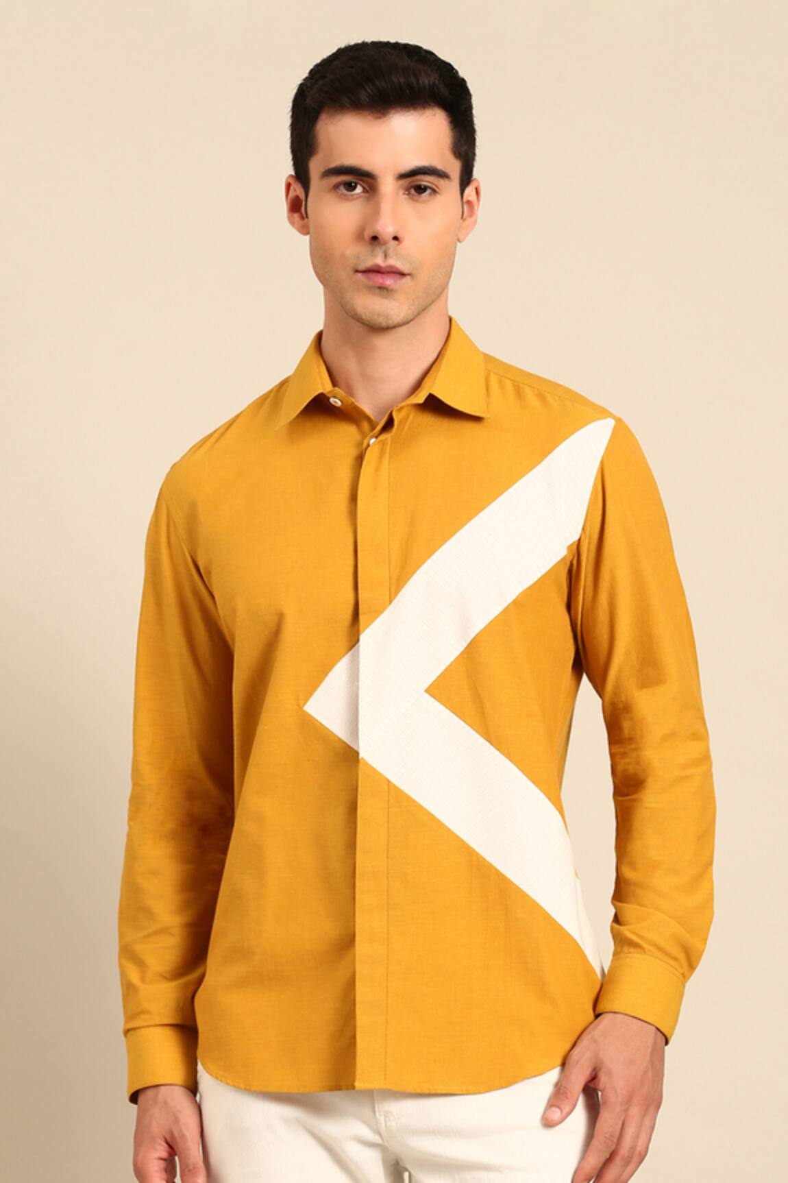 Mayank Modi - Men Geometric Panel Shirt