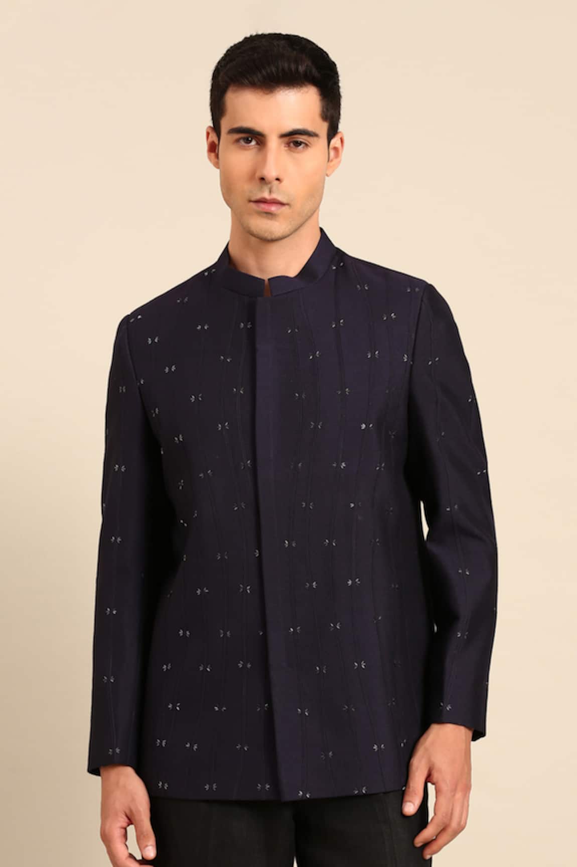 Mayank Modi - Men Embroidered Cotton Silk Bandhgala