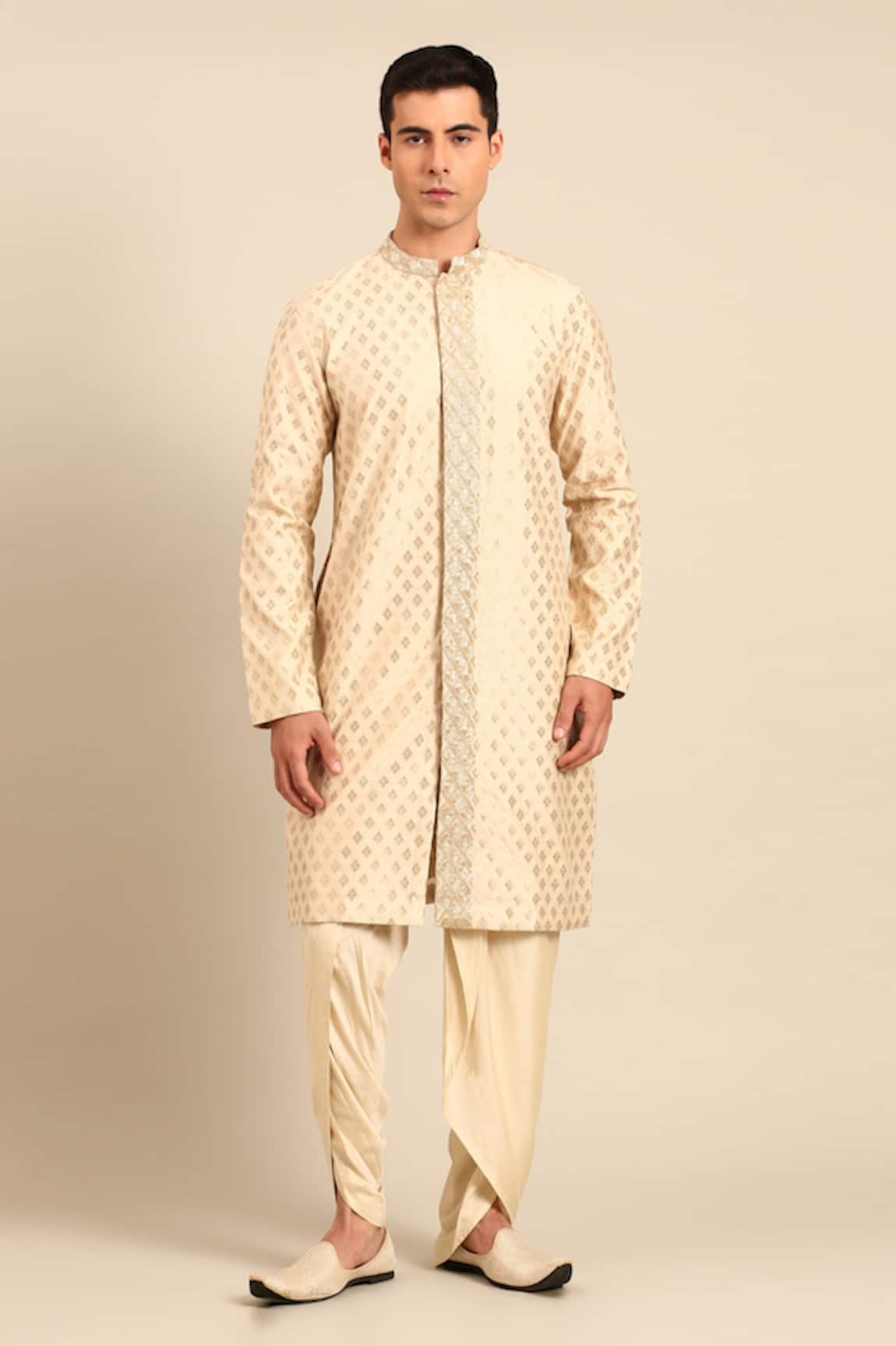 Mayank Modi - Men Geometric Embroidered Kurta & Pant Set