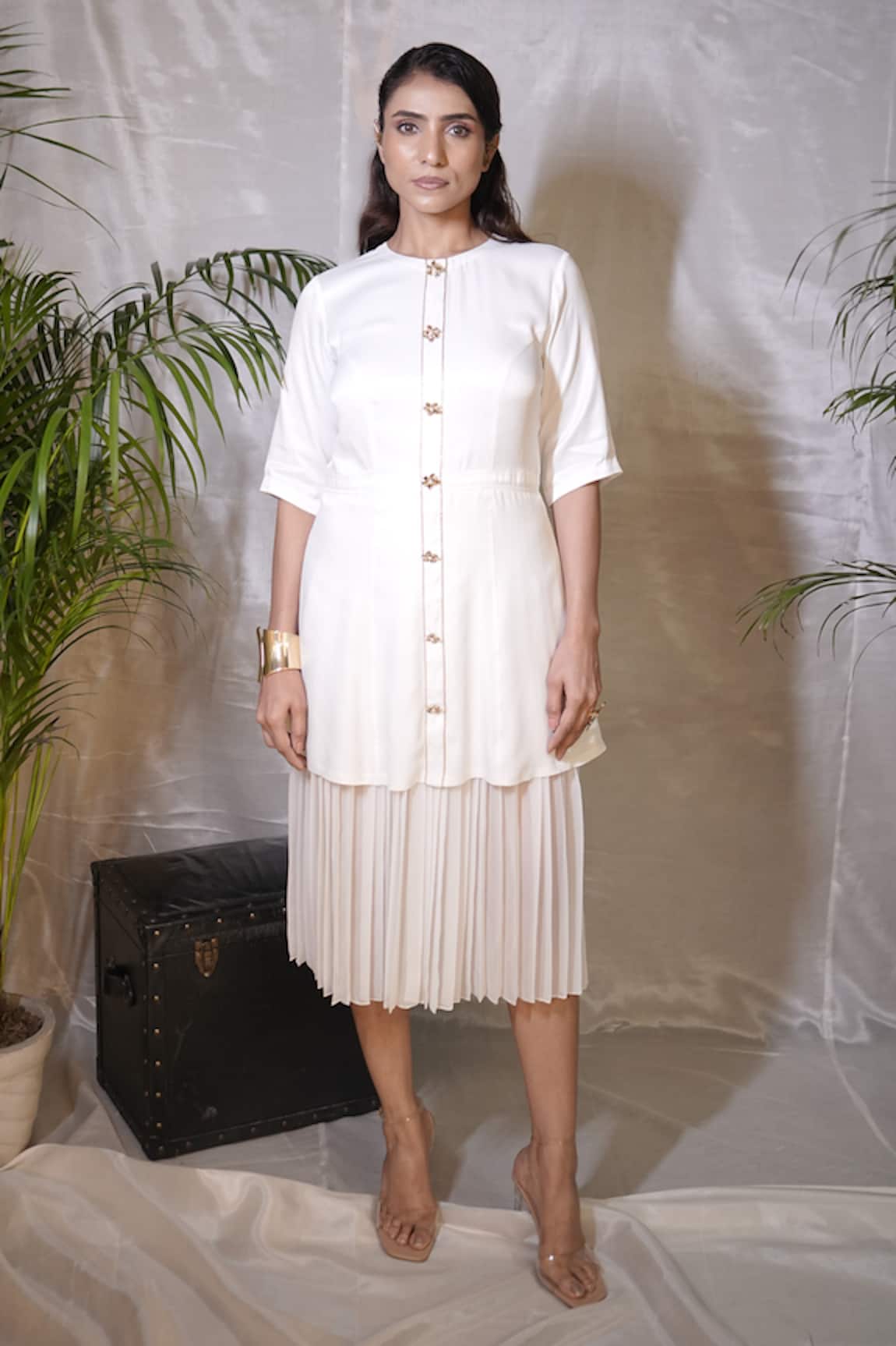 Vedangi Agarwal Halo Button Front Midi Dress