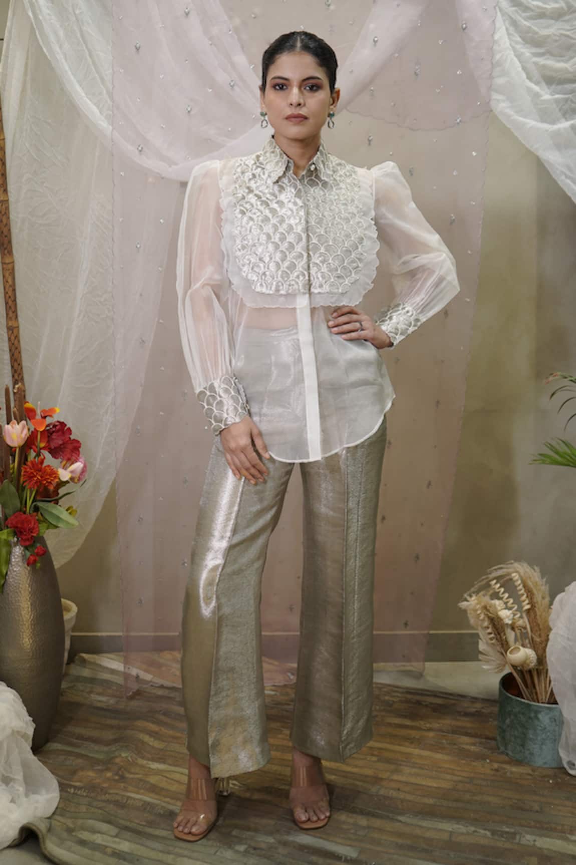 Vedangi Agarwal Scallop Embroidered Shirt With Pant