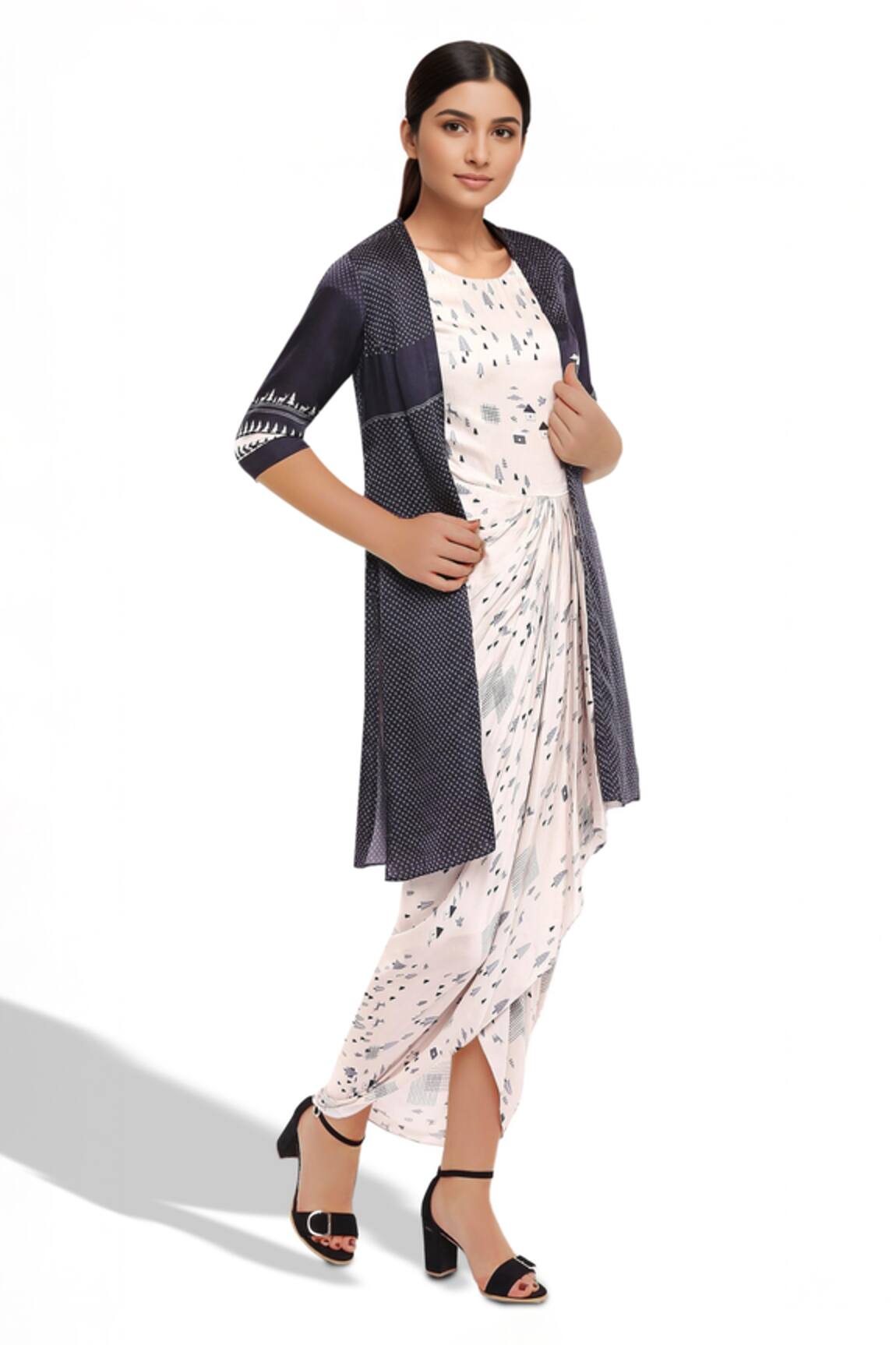 So Us By Sougatpaul Draped Dress With Jacket