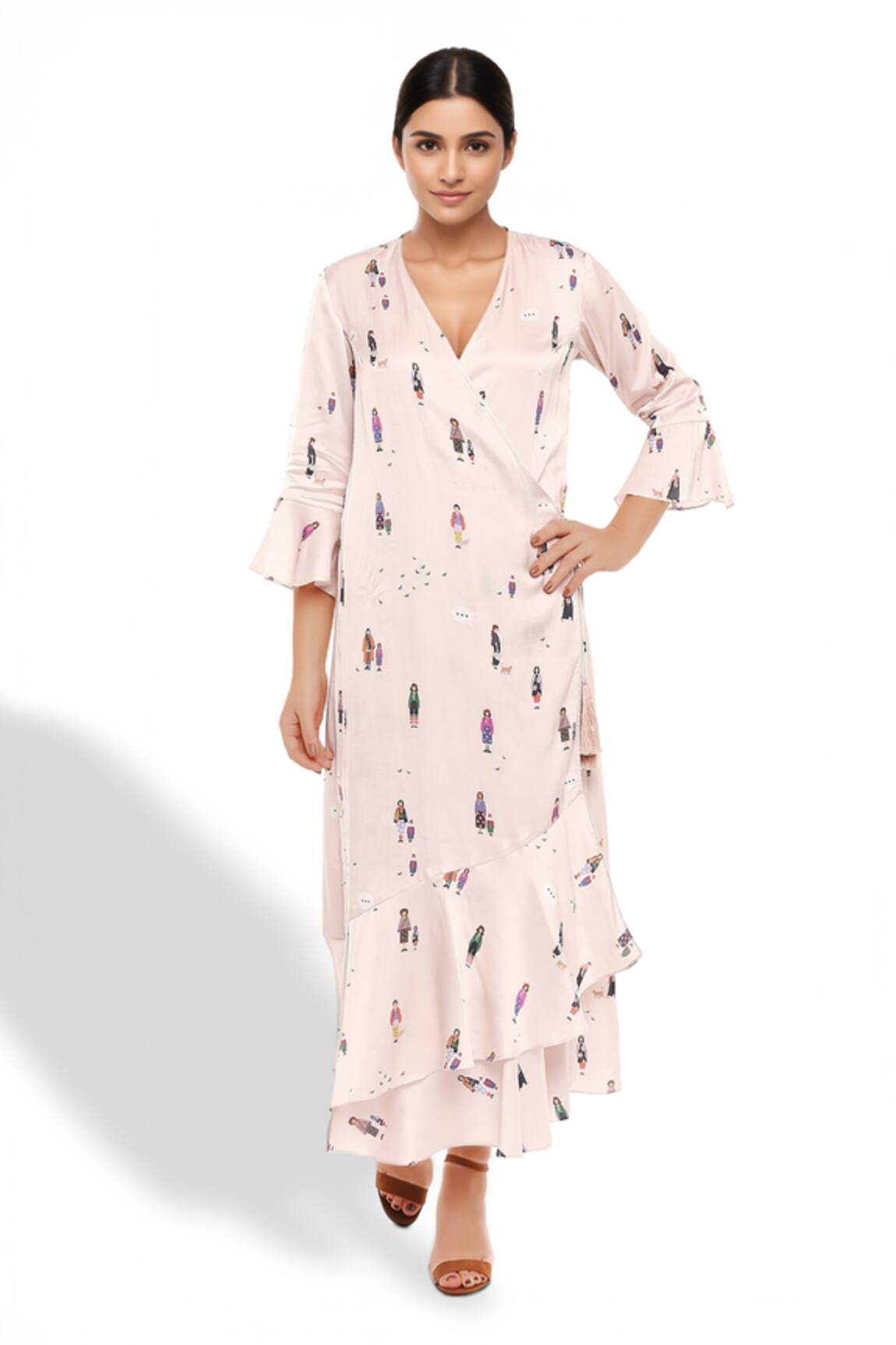 So Us By Sougatpaul Overlap Printed Dress