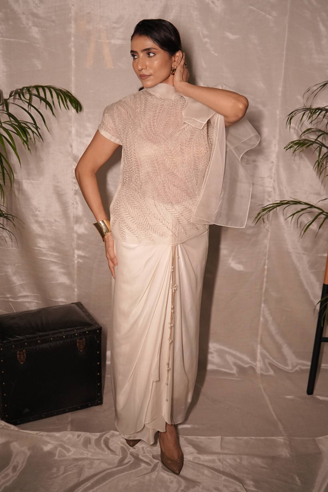 Vedangi Agarwal Eclipse Glow Organza Embroidered Top & Skirt Set