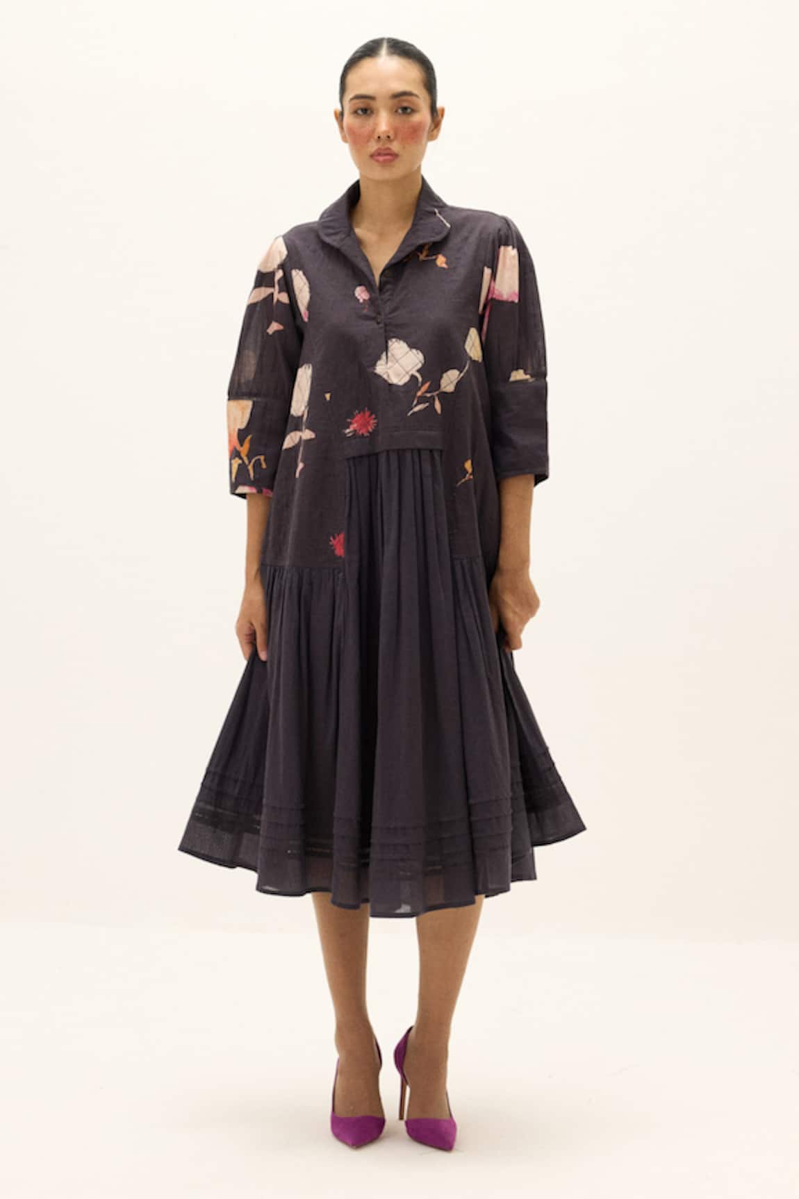 Kharakapas Dusky Garden Print Dress