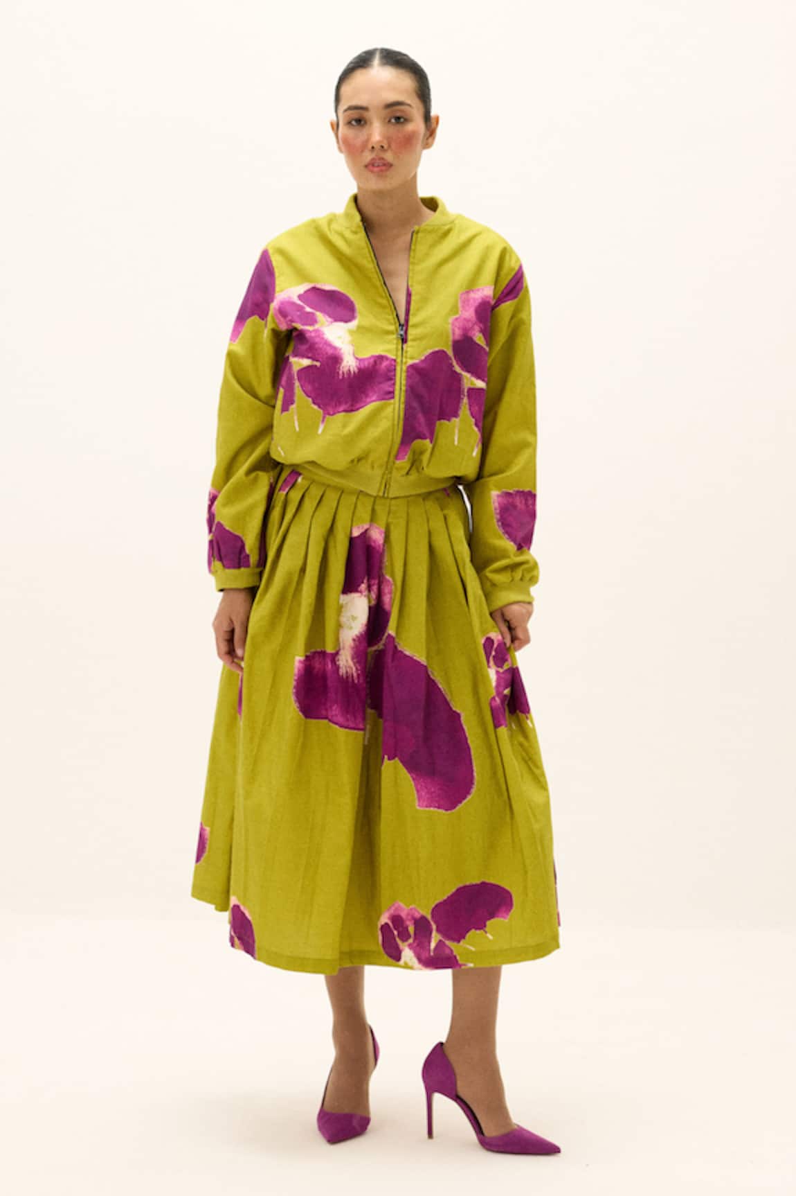 Kharakapas Ladybloom Print Jacket With Skirt