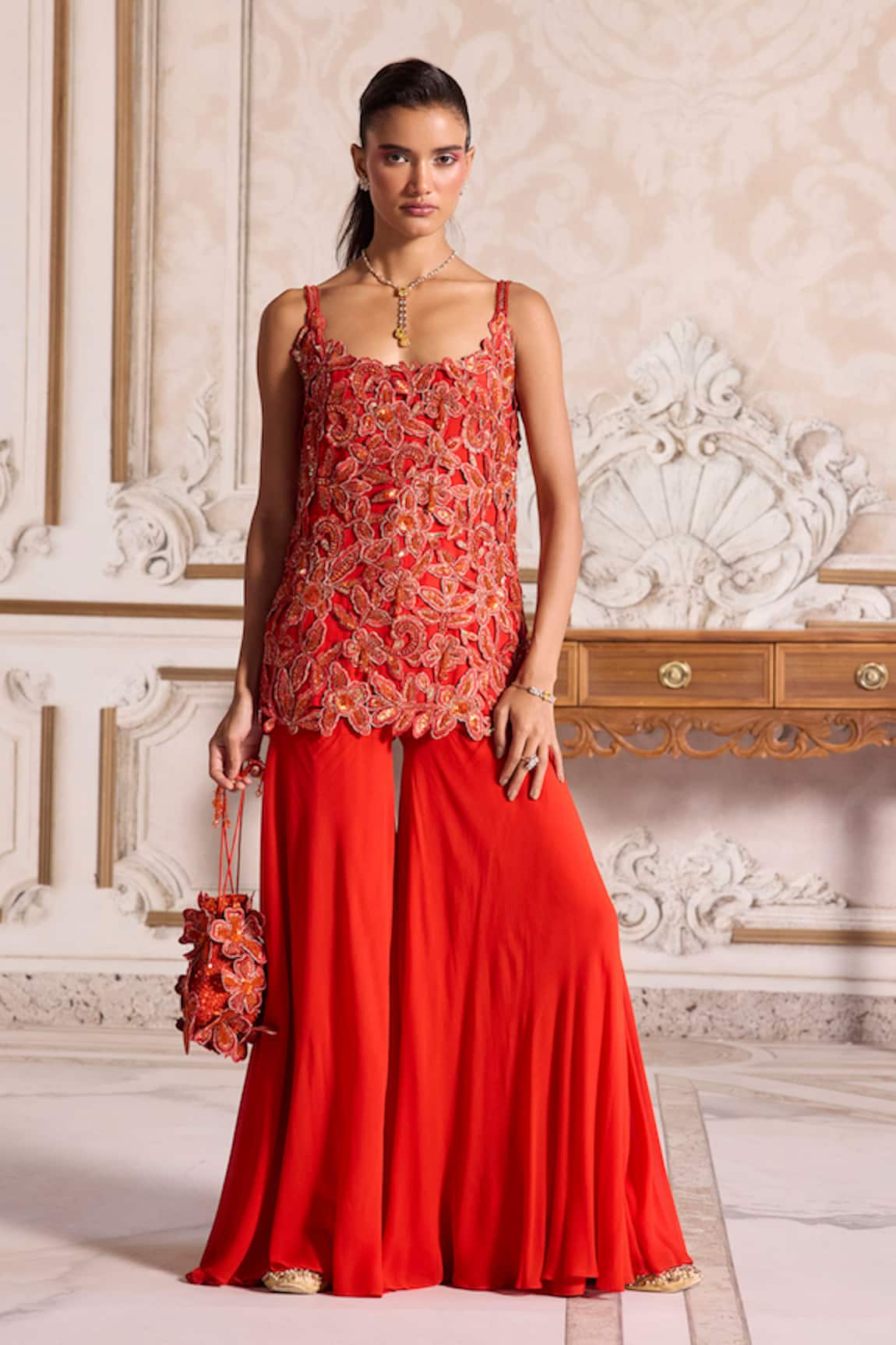 Label Sanya Gulati Cutwork Embroidered Kurta & Sharara Set 