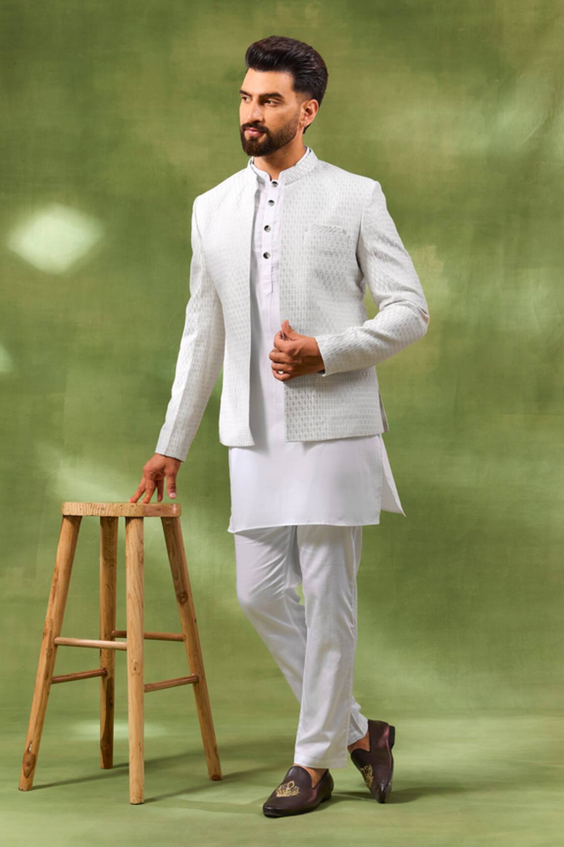 Spring Break Embroidered Jacket & Kurta Set