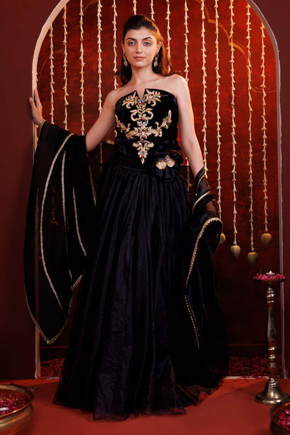 Hoity Moppet Stone Embroidered Lehenga Set 