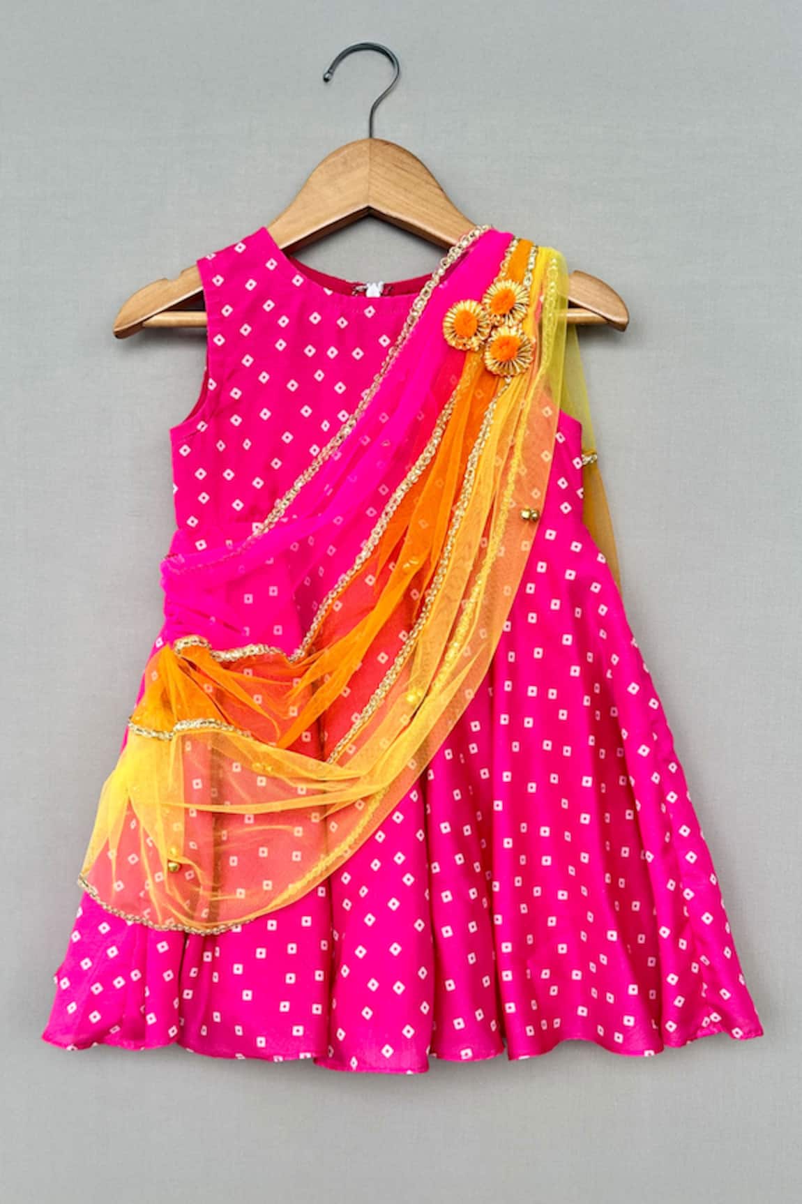 Label Neeti Pink Bandhani Print Kurta 