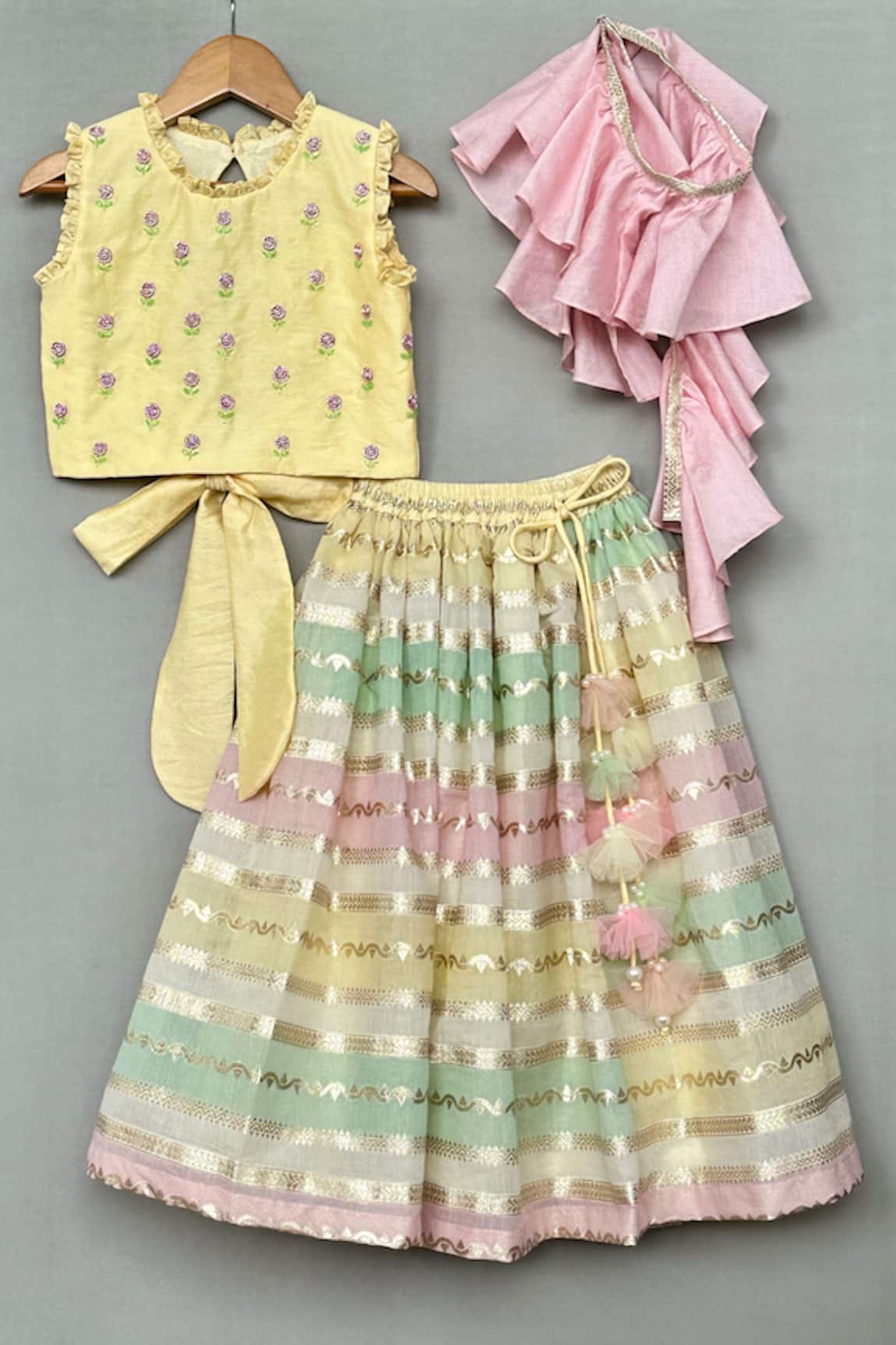 Label Neeti Embroidered Crop Top Lehenga Set 