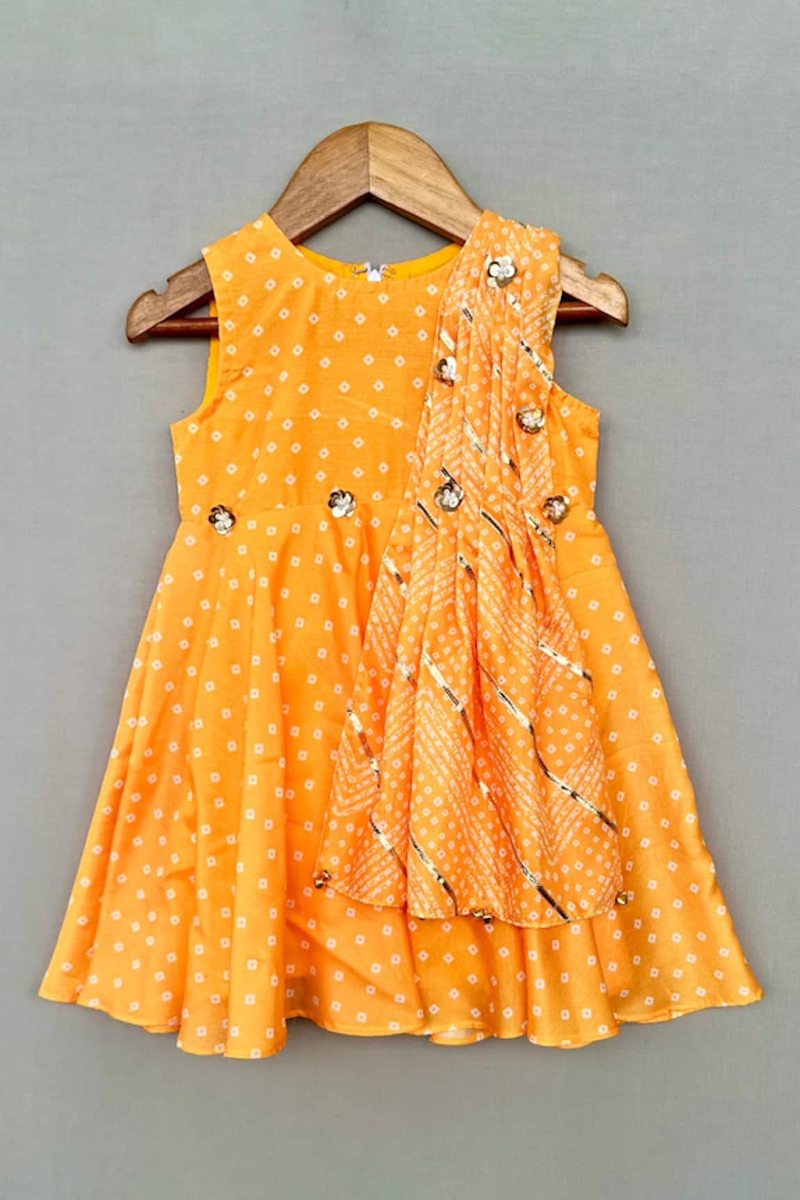 Label Neeti Yellow Bandhani Print Kurta 