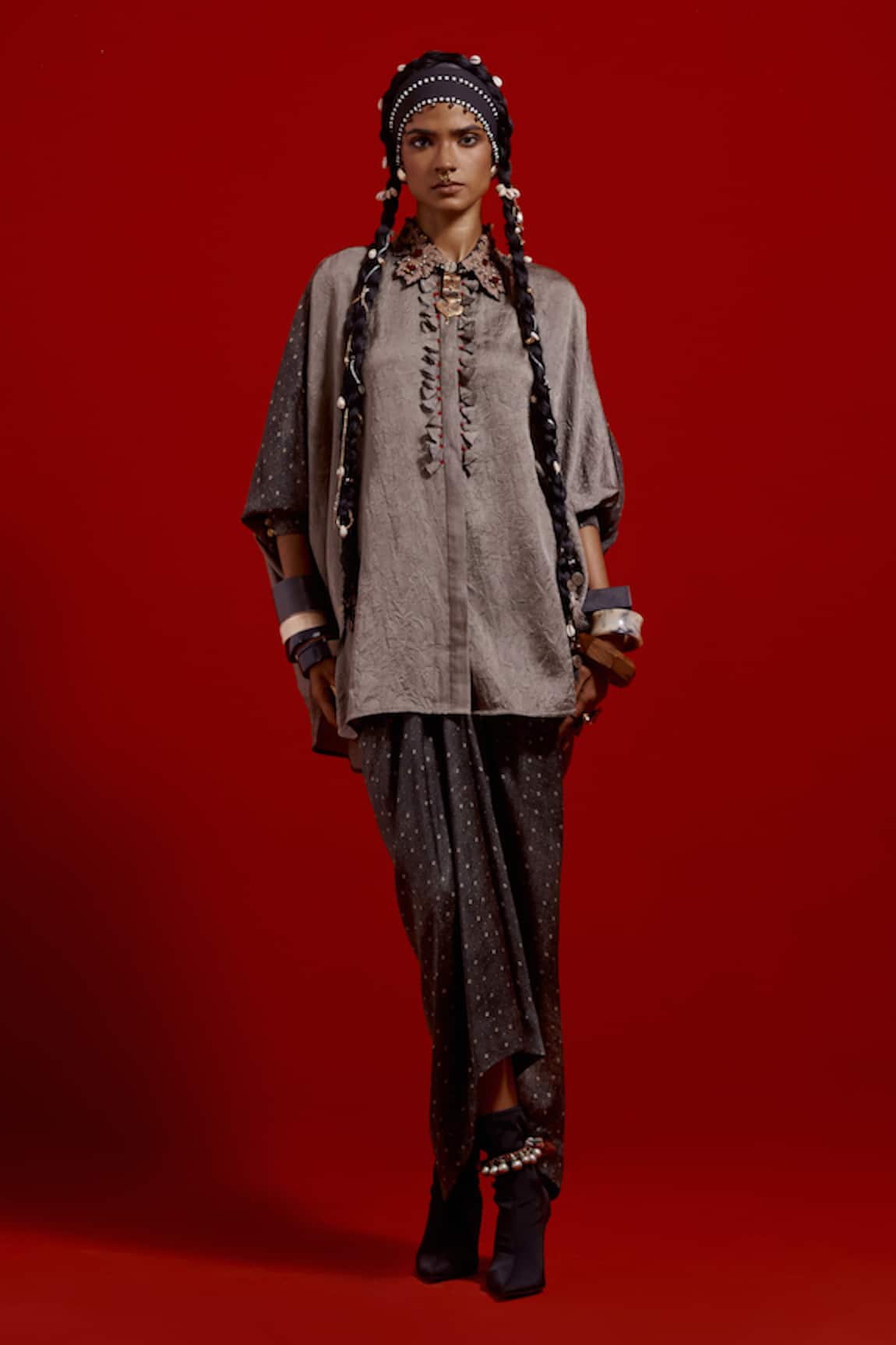 Aseem Kapoor Mandala Shirt & Draped Skirt Set