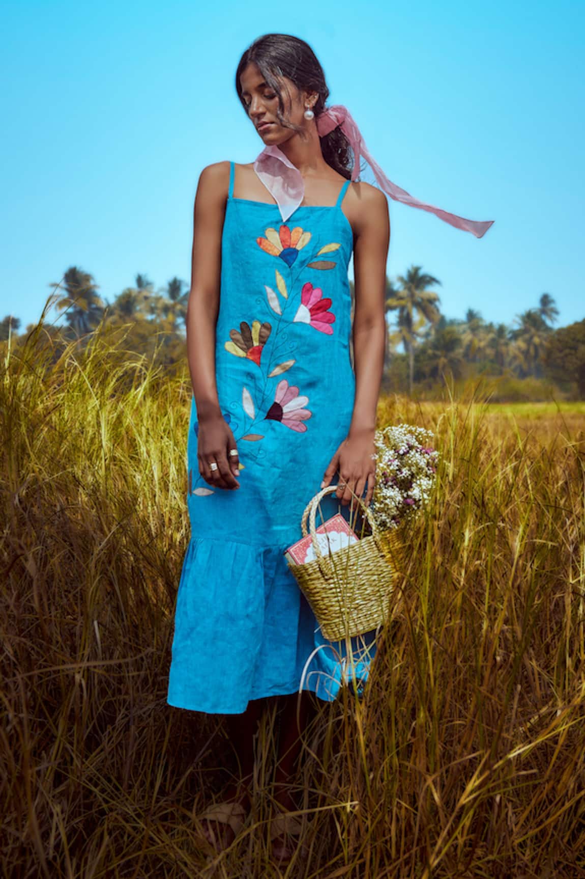 Linen Bloom Embroidered Dress