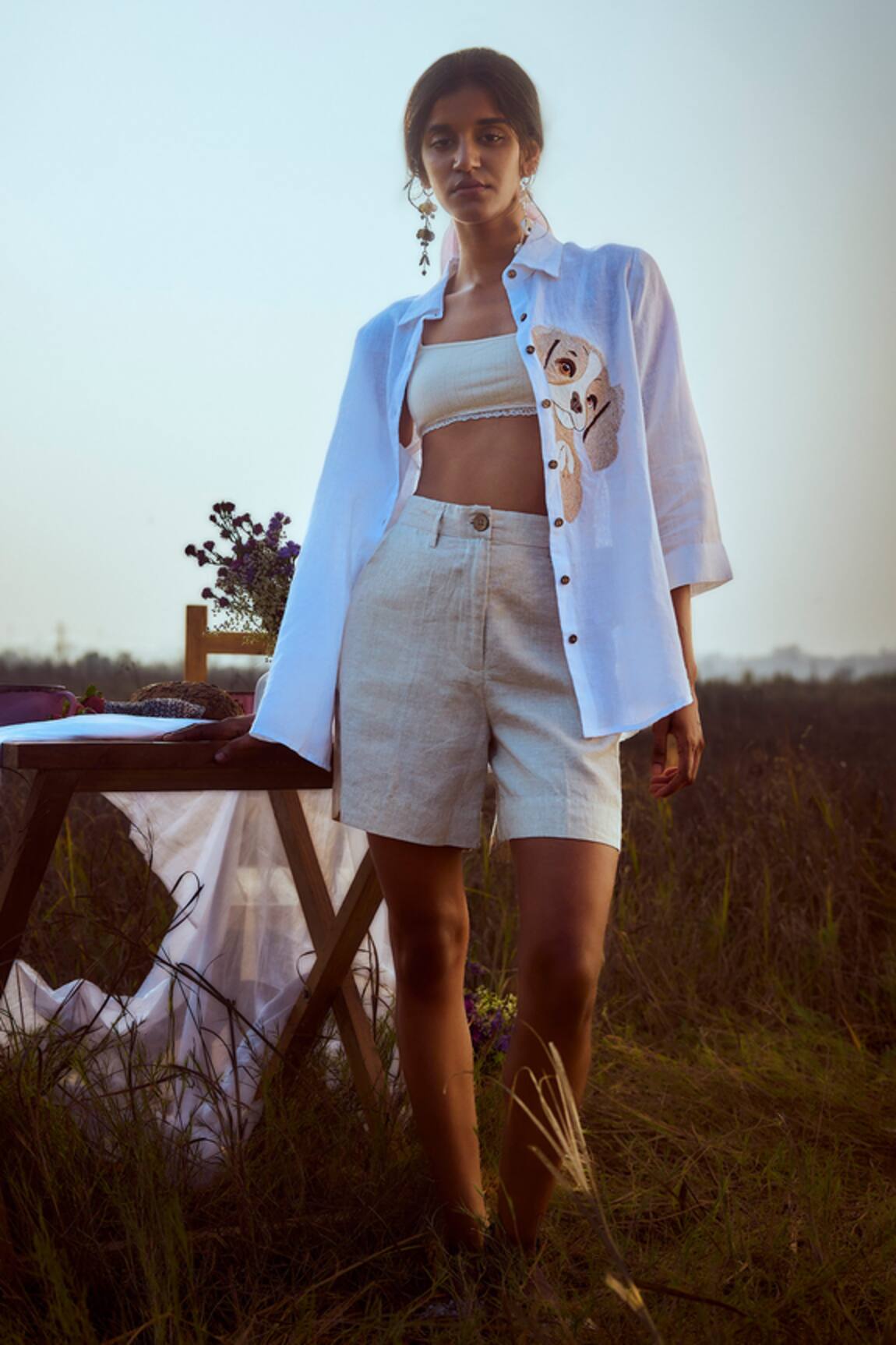 Linen Bloom Linen Shorts