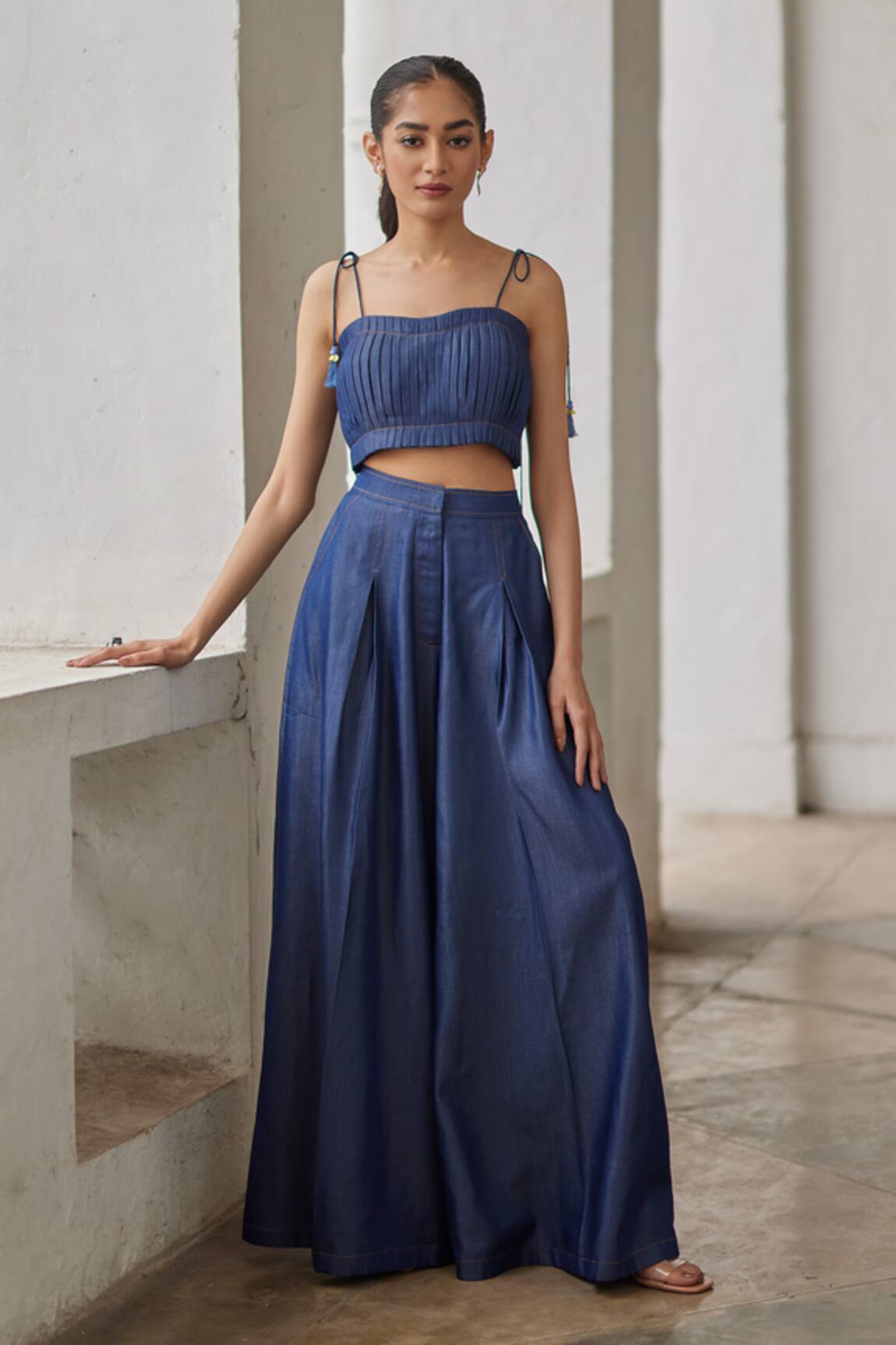 Betrue Denim Pleated Bustier 