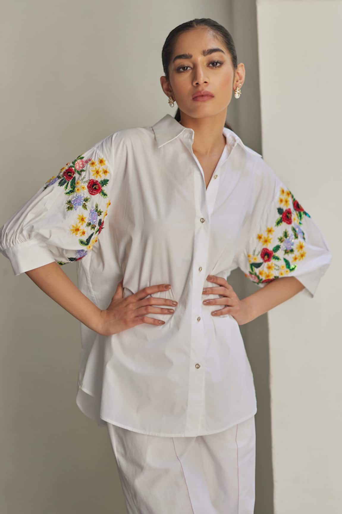 Betrue Bouquet Floral Hand Embroidered Shirt