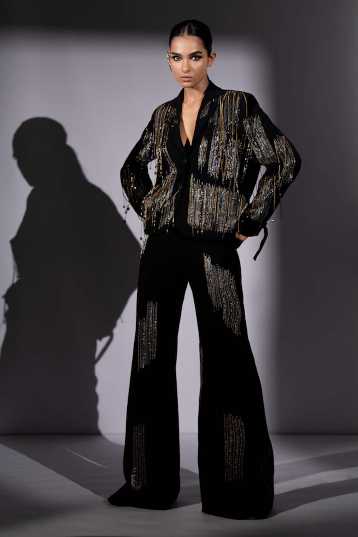 Nikita Mhaisalkar Holographic Embroidered Blazer & Pant Set 